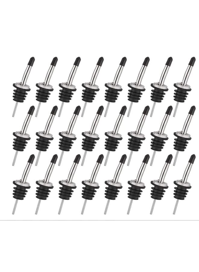 LAMAY Stainless Steel Classic Bottle Pourers Tapered Spout - Liquor Pourers with Rubber Dust Caps 48 pcs Black - Image 1